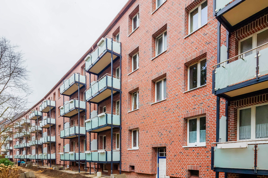 Lothringer Straße Backsteinfassadensanierung, energetische Modernisierung, Stellung von Balkonanlagen